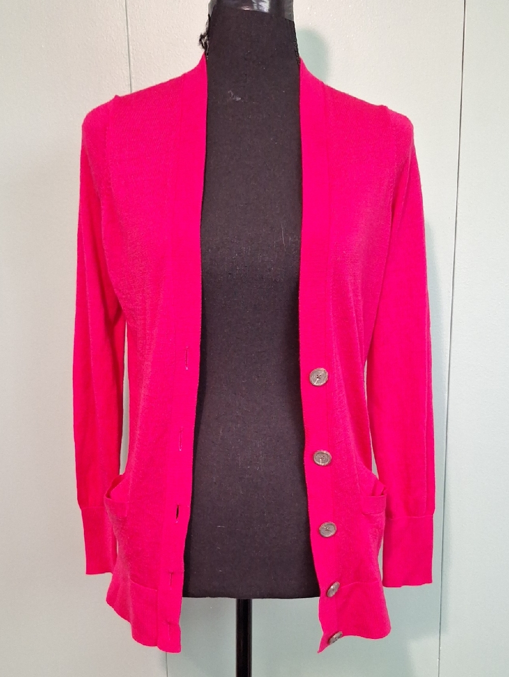 Loft Red Button Closure Cardigan Sweater Size Small